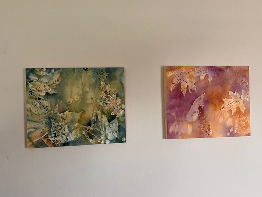 Fall leaves wood panels 8x10inches