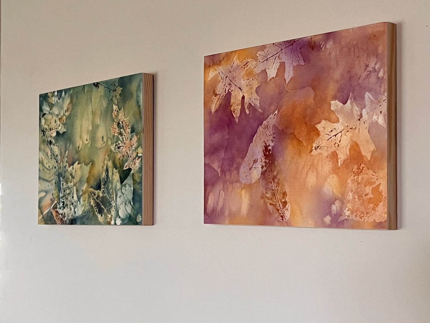 Fall leaves wood panels 8x10inches