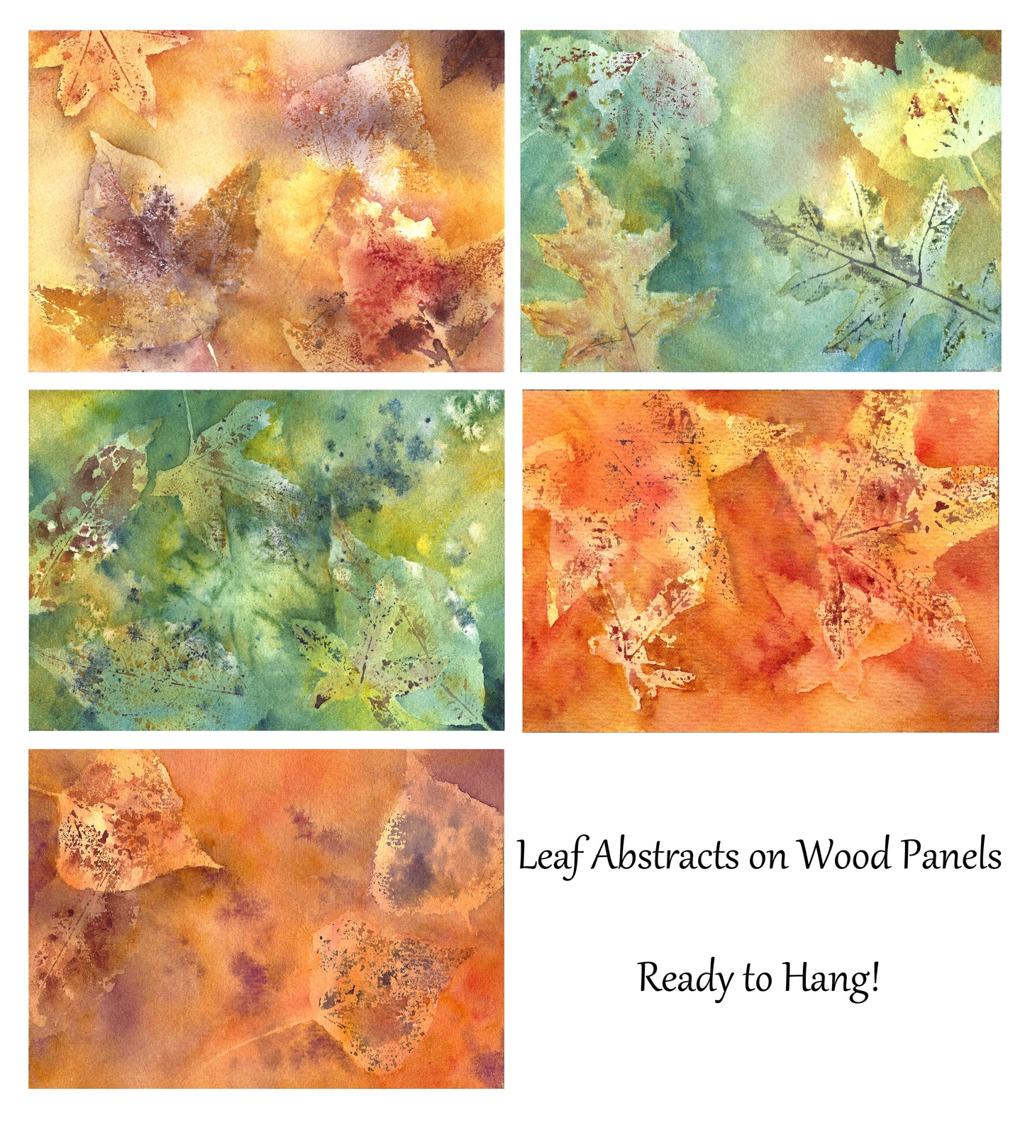 Fall leaves wood panels 5x7 inches